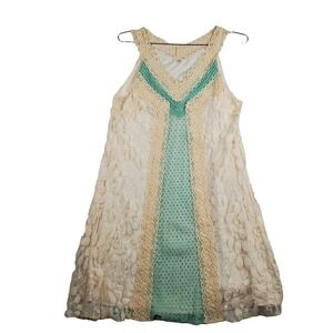 RYU Tent Dress Womens Small Ivory Cotton  Crochet Lace Retro Lagenlook